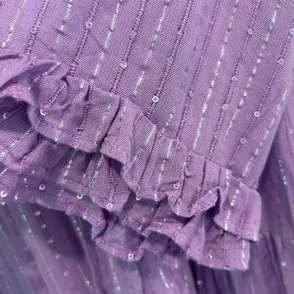 SUNDRESS Neo Long Roma Dress Lavender XS/S Boho Sequins Tiered Ruffled - Picture 6 of 11
